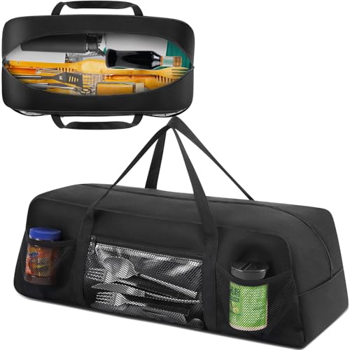 Amylove 24" Grill Tool Storage Bag, Waterproof BBQ Utensil Organizer, Black - color: Black