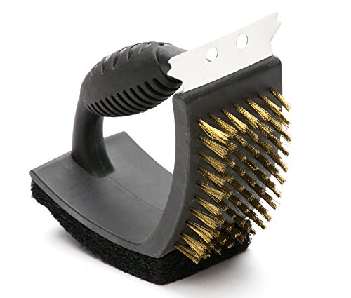 Outset Grill Cleaning Brush, V-Shaped BBQ Brush with Pad and Scraper - style: V Shaped