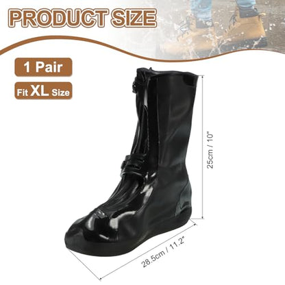 HARFINGTON Waterproof Shoes Cover XL (US 7) Rain Galoshes w Double Buckle - color: Black, size: XL (US 7)