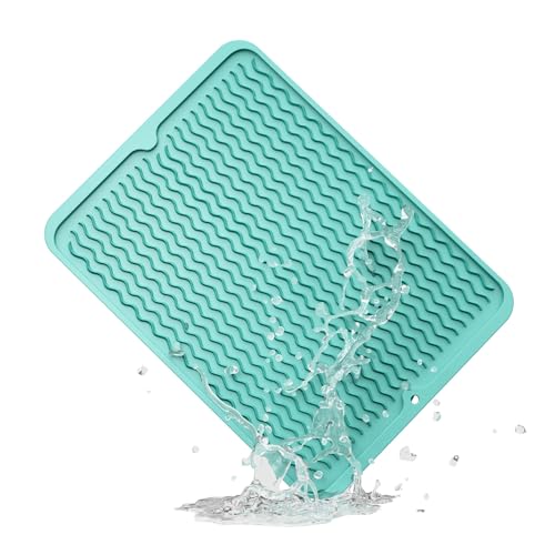 ZLR Silicone Dish Drying Mat for Kitchen Counter, 16"x12", Mint Green - color: Mint Green, size: 16" x 12"