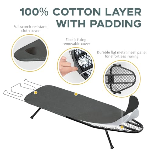 Small Ironing Board Tabletop, RAINHOL Black 31"x12" Foldable Iron Board - color: Black, size: Steel Mesh