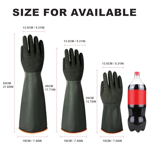 North Tower Heavy Duty Rubber Gloves, Industrial Gloves,Black （18in,1 pair） - size: 18“