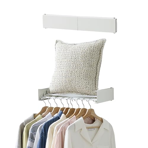 RFOUO Wall Mounted Clothes Drying Rack,White 19.7", - size: 19.7 Inch without hooks