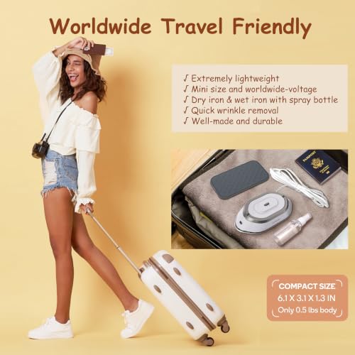 Newbealer Travel Iron Set, 100-240V Mini Dry Iron for Clothes (No Steam) - color: Silver