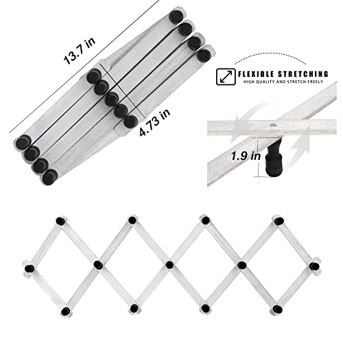 WGFKVAS 2 Pack Expandable Coat Rack, Accordion Wall Hanger - style: 2 Pack (13 hooks white)
