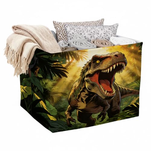 Dinosaur Foldable Laundry Basket Hamper with Handles, 56L Large Capacity Toy Storage Organizer, Collapsible Clothes Hamper for Home Decor and Bedroom Organization. - color: Dinosaur