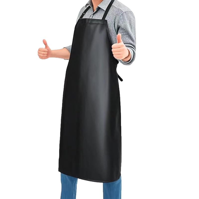 Waterproof Rubber Apron Adjustable Dishwasher Apron - Heavy Duty Work Apron - color: 1 Black Piece, size: 1 piece