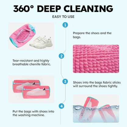Shoe Washing Machine Bag: Shoe Washing Bag Keeps Clean - Reusable Laundry Shoe Bag for Sneaker Tennis Shoes Unstain Cleaner Kit(Pink 2 Pcs) - color: Grey 2pcs