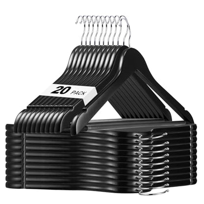 HOUSE DAY Black Wooden Hangers 20 Pack, Solid Wood Coat Hangers for Closet - color: Black, size: 20 Pack