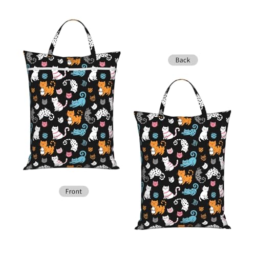 Kawaii Cat Travel Laundry Bag Washable Dirty Clothes Bag for Gym - color: Kawaii Cat