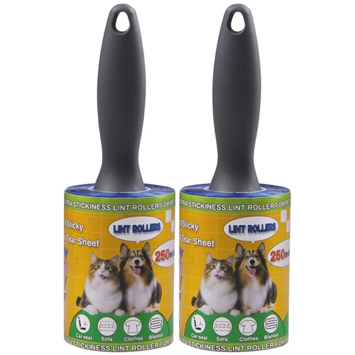 Lint Roller for Pet Hair 500 Sheets Extra Sticky Pet Hair Remover for Clothes Furniture Carpet Cleaner Cars Dogs Travel-Friendly Grip Handle Blue - size: 2 Rollers 500 Sheets Blue