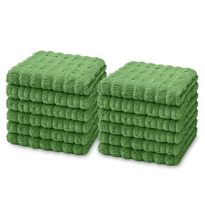 kimteny Microfiber Dish Cloths for Washing Dishes 12 Pack, Dark Green - color: Dark Green, size: 12 x 12 - 12 Pack