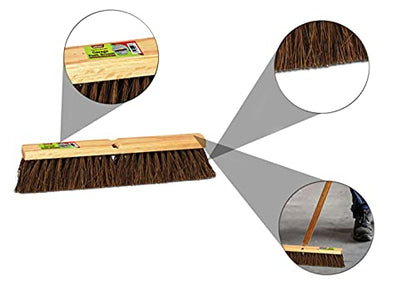 Indoor & Outdoor Broom Head – Heavy Duty Hardwood Block – Palmyra Bristles – Deck Scrub Brush – Two Threaded Handle Holes for Better Assist (16") - size: 16"