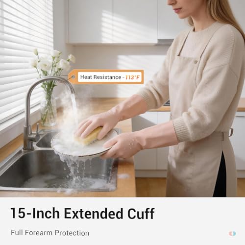 ThxToms 2 Pair Nitrile Dishwashing Cleaning Gloves,with Cotton Flocked Liner,Skin-Friendly & Anti-Slip Design,Y&P - size: Small