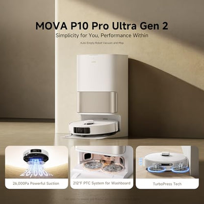 MOVA P10 Pro Ultra Gen 2 Robot Vacuum and Mop 26000Pa Suction 2026 Upgraded - color: P10pu Gen2