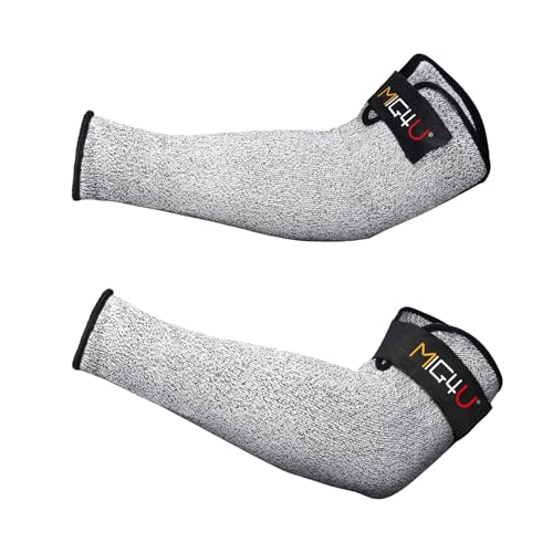 MIG4U Cut Resistant Sleeves, Safety Protection Arm Guards for Men and Women Yard Work, Construction, Farm, Gardening, Adjustable Fit, 1 Pair 20" Grey - color: Gery - No Thumb Hole, size: X-Large