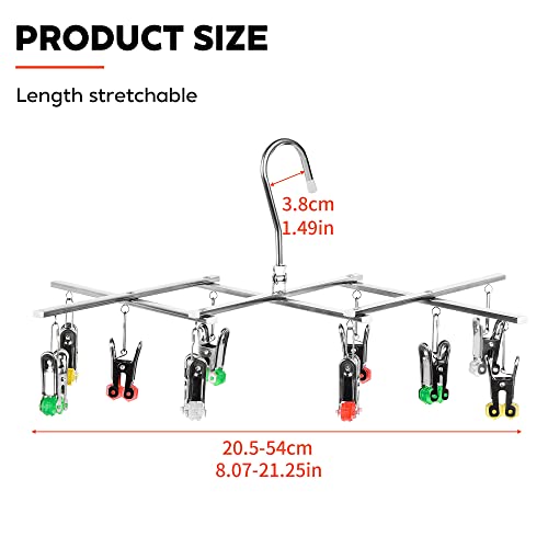 Drying Hanger, Hanging Drying Rack, Drip Hanger Stainless Steel with 10 Pegs for Laundry Underwear Socks, The Clips Release Quickly, Folding Portable - size: 1x Clothes Hanger(10 Pegs)