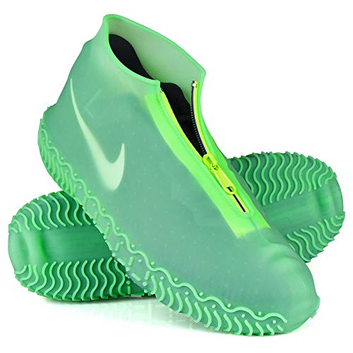 Shiwely Waterproof Shoe Covers, Silicone Reusable Shoe Cover Non-slip Durable Zipper Elastic Rain Cover Protection for Men Women (L (Women 7.5-10.5, Men 6.5-9), Green) - color: Green, size: L (Women 7.5-10.5, Men 6.5-9)