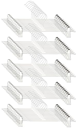 Pants Hangers with Clips, 50 Pack Heavy Duty Space Saving Pant Hangers for Closet Organizer, 12 Inch White Non Slip Clip Hangers for Jeans, Skirts, Shorts & Trousers, 360° Swivel Hook - color: White, size: 50 Pack