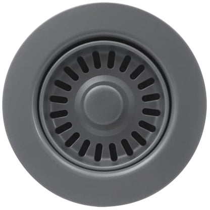 3-1/2 Inch Polymer Urban Gray Sink Drain Assembly with Basket Strainer and Stopper for Quartz, Granite or Fireclay Kitchen Sinks - color: Urban Gray