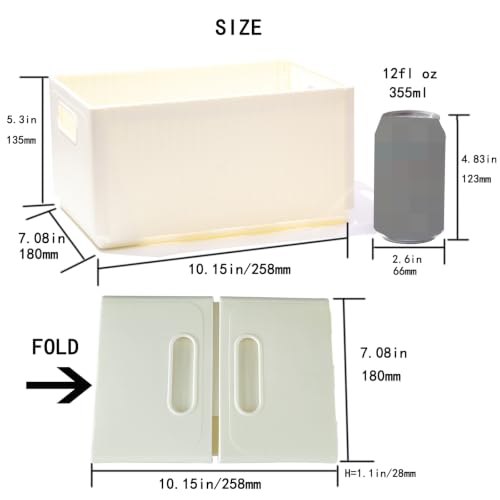 Small Narrow Storage Bins 10.2"(L)×7.1"(W)×5.3"(H) Foldable Plastic Baskets - size: M[10.2"(L)×7.1"(W)×5.3"(H)]1pcs