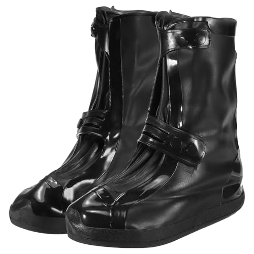HARFINGTON Waterproof Shoes Cover XL (US 7) Rain Galoshes w Double Buckle - color: Black, size: XL (US 7)