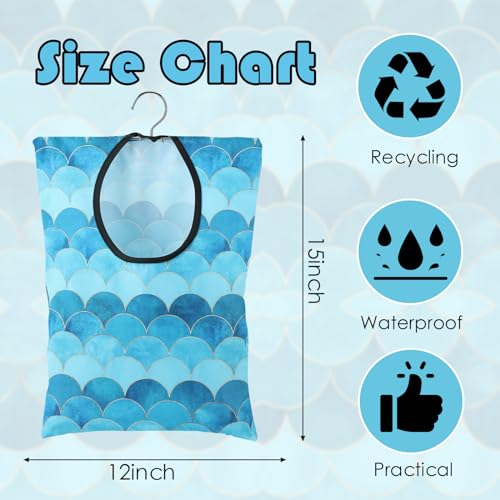 YLOLUL 2 Pcs Summer Clothes Pin Bag - Mermaids Clothespin Holder 15 X 11 Inch Hanging Bag for Clothesline & Laundry Room - color: Mermaids
