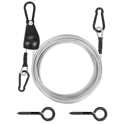 TooTaci Outdoor Clothesline Kit, 30ft 3/16" PVC Coated Clothesline Cable