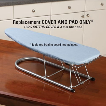Household Essentials Tabletop Ironing Board Cover and Pad | Fits 30"-32" x 12" Boards | Silicone-Coated, One-Piece Cover with Bungee Cord Fit | Replacement Cover for Small Ironing Boards - size: 12" Wide