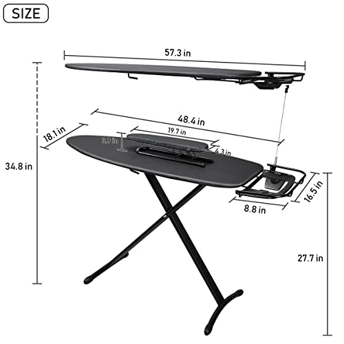 Duwee 18"x48" Deluxe Ironing Board with Retractable Iron Rest - color: Black