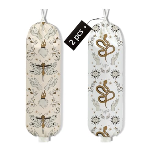 2Pcs Celestial Tarot Plastic Bag Holder, Wall Mount Grocery Bag Holder - color: multicolour 1320