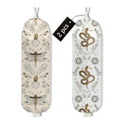 2Pcs Celestial Tarot Plastic Bag Holder, Wall Mount Grocery Bag Holder - color: multicolour 1320
