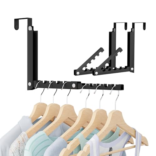 Foldable Over the Door Hooks, Over the Door Hanger for Space Saving - color: Black-2