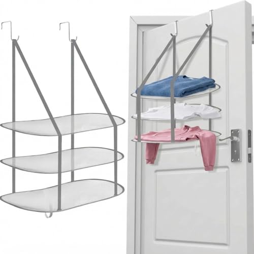 2 Pcs 3 Tier Sweater Drying Rack Flat, Gray, 26.5 x 18 x 34.5 Inch - color: Gray, size: 26.5 x 18 x 34.5 Inch