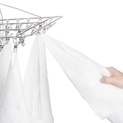 Tosnail 4 Pack Stainless Steel Clip and Drip Hangers with 30 Clips, Clothes Drying Rack Laundry Accessories