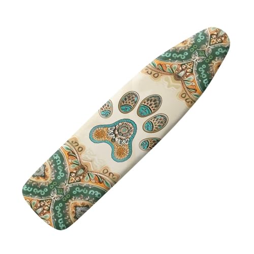 Boho Dog Paw Ironing Board Cover and Pad 15x54 Inch Standard Ironing Board Cover with Elastic Edge and Hook and Loop Fasteners Scorch and Stain Resistant Ironing Covers - color: Boho Dog Paw