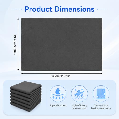 6PCS Genie Magic Cleaning Cloth, Microfiber Cleaning Cloths, Reusable Cleaning Rags Streak-Free & Lint-Free for Glass, Window, Kitchen, Stainless Steel, Cars & Screens