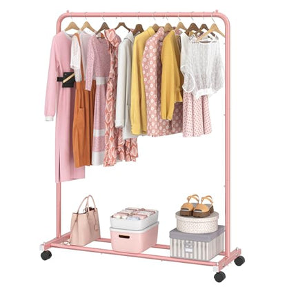 Simple Trending Clothes Clothing Garment Rack, Clothes Organizer, Pink - color: Pink, size: 14.75"D x 43.5"W x 54.25"H