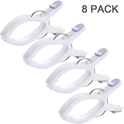 Foshine 8 Pack Large Clips for Beach Chairs, Plastic Clothes Clips White - color: 8 Pack-white