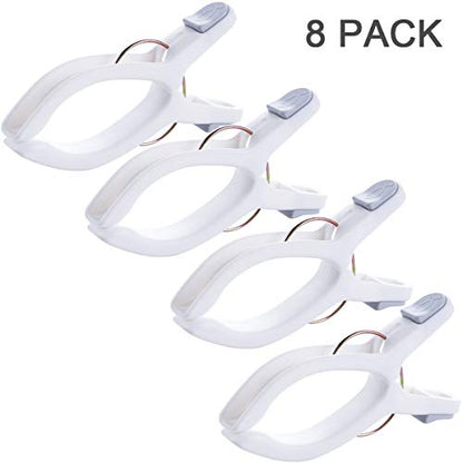 Foshine 8 Pack Large Clips for Beach Chairs, Plastic Clothes Clips White - color: 8 Pack-white