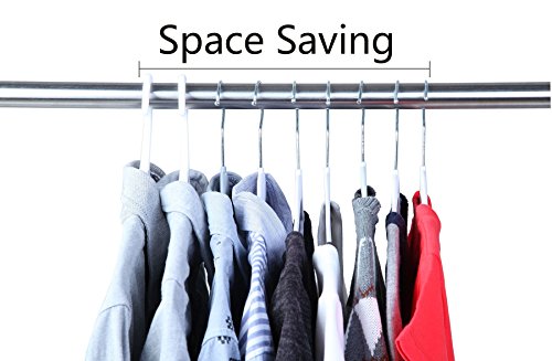 Finnhomy 50 Pack Plastic Hangers, Clothes Hangers with Non-Slip Pads, Space Saving Easy Slide Organizer, Clothes Hanger for Bedroom Closet Wardrobe, Great for Shirts, Pants, Scarves