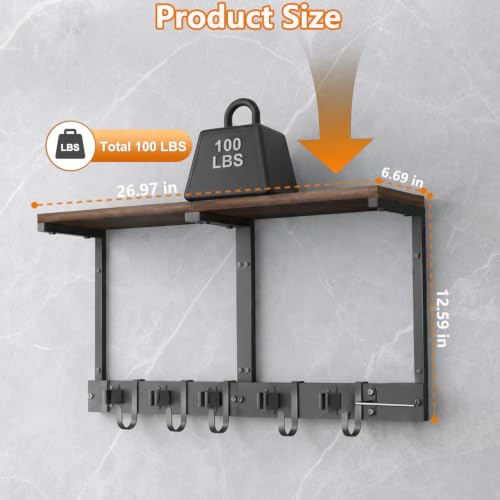 Mop and Broom Holder Wall Mount with Cleaning Supplies Organizer