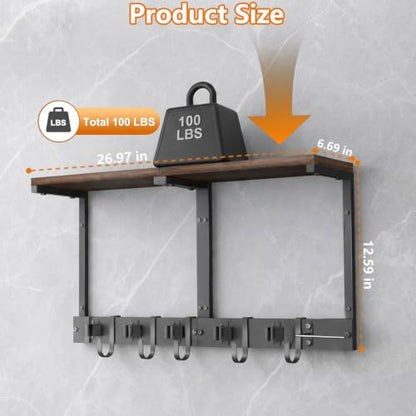 Mop and Broom Holder Wall Mount with Cleaning Supplies Organizer