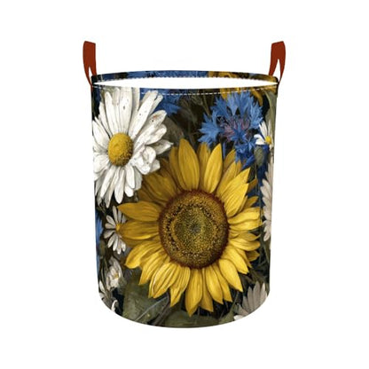 Laundry Basket 15.7x19.7 in Sunflower Daisy Hamper for Bedroom - color: colorful0434