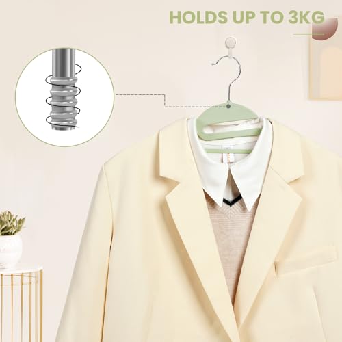 Heavy Duty Plastic Hangers 50 Pack with Non-Slip Design,0.2 Inches Thick,360°Swivel Hook Space Saving Organizer for Bedroom Closet,Shirts,Pants,Strong Enough for Coat(Matcha Green- S Shaped) - color: Matcha Green