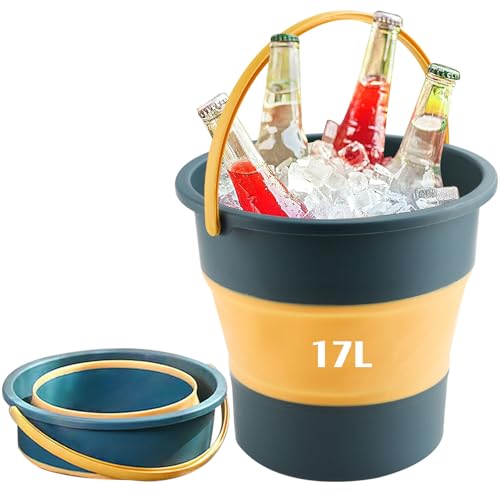 Collapsible Bucket 4.5 Gallon/17L Large Capacity Foldable Cleaning Buckets - color: Large Blue