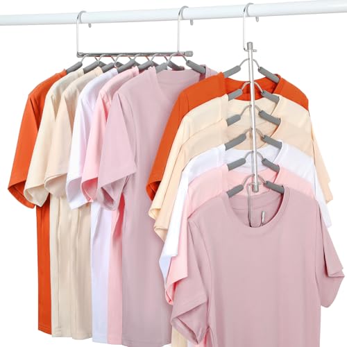 TOPIA HANGER Clothes Hanger Space Saving, 6 Tier Shirt Coat Hangers Space Saving No Bump Shoulder Hangers with No Slip Foam Padded Closet Organizers and Storage for Men and Women 2 Pack CT87G - color: Gray Two Pack