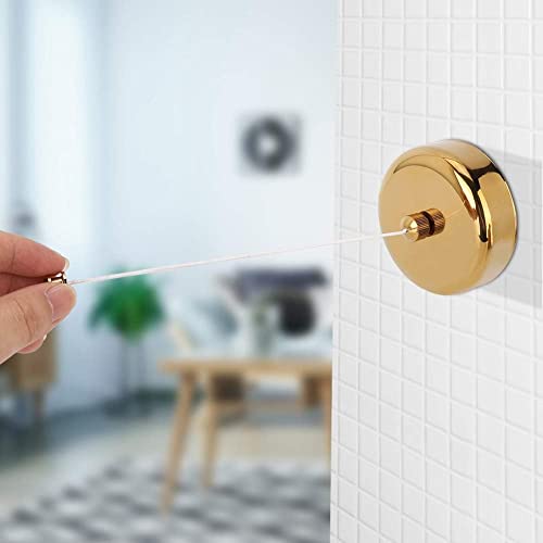 Retractable Clothesline, Wall Mounted Adjustable Clothing Rope for Shower Room Bathroom Laundry Chrome Finish Round Style Chrome Finish 2.8M (Gold) - color: Gold