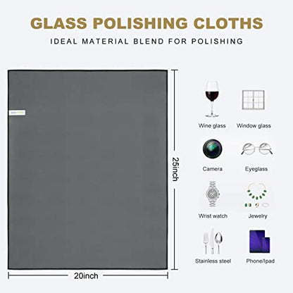 SINLAND Microfiber Glass Polishing Cloths Cleaning Rag 20x25In 4Pk Darkgrey - color: Dgrey, size: 20Inchx25Inch 4Pcs