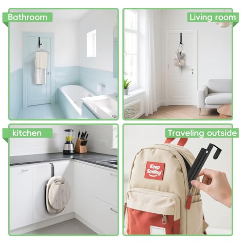 Foldable Over the Door Hooks, Over the Door Hanger for Space Saving - color: Black-1(UP)